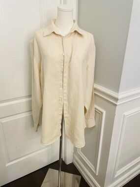 Cream 100%linen Jones New York blouse